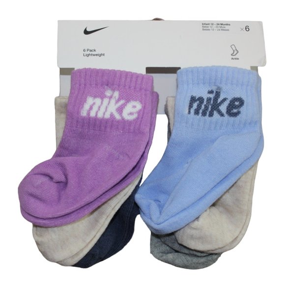 Nike Other - Nike Ankle Socks Lightweight 6-Pack Infant Baby Girls 12-24 Months Purple NWT